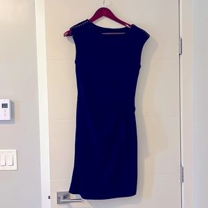 Navy cinched waist dress